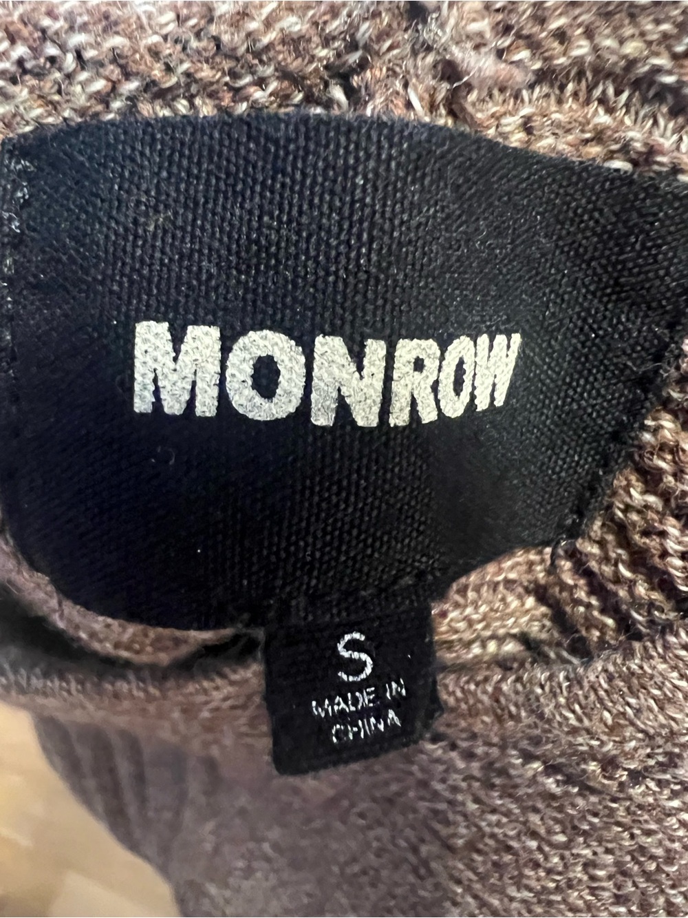 Monrow Neutral Knit Top in Taupe and Brown